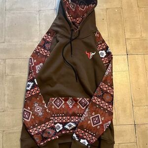 Southern hey dude style long horn hoodie large